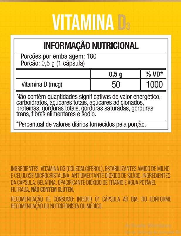 Vitamina D3 2.000Ui 180 Cápsulas - NutriOne E - commerce