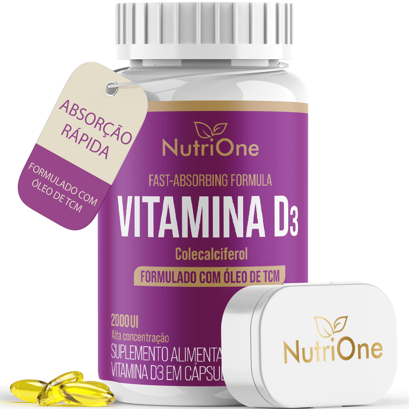 Vitamina D3 2000UI Formulada com Óleo de TCM 60 Softgels - Nutrione - Nutrione