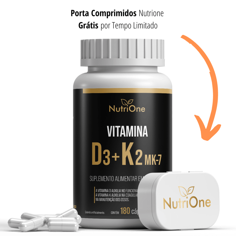 Vitamina D3 + K2 Mk7 Alta Concentração 180 Cáps - NutriOne E - commerce