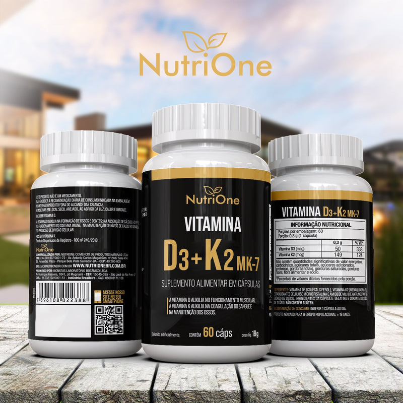 Vitamina D3 + K2 Mk7 Alta Concentração 60 Cápsulas - NutriOne E - commerce