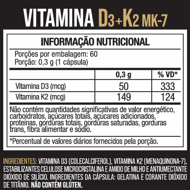 Vitamina D3 + K2 Mk7 Alta Concentração 60 Cápsulas - NutriOne E - commerce