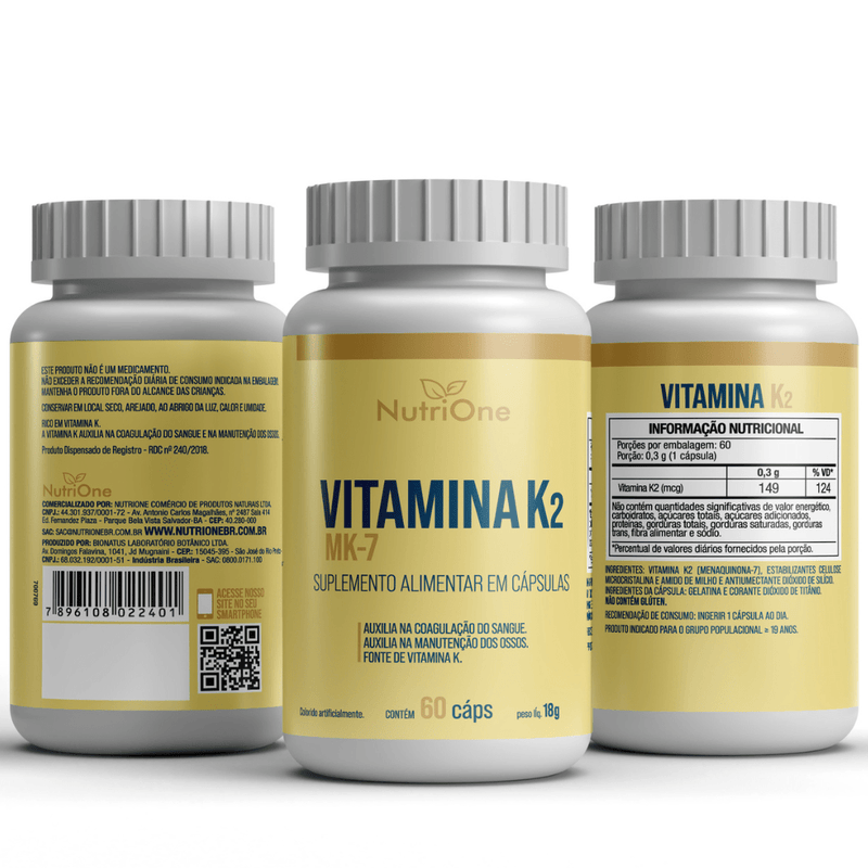 Vitamina K2 Mk7 Menaquinona 60 Cápsulas - NutriOne E - commerce